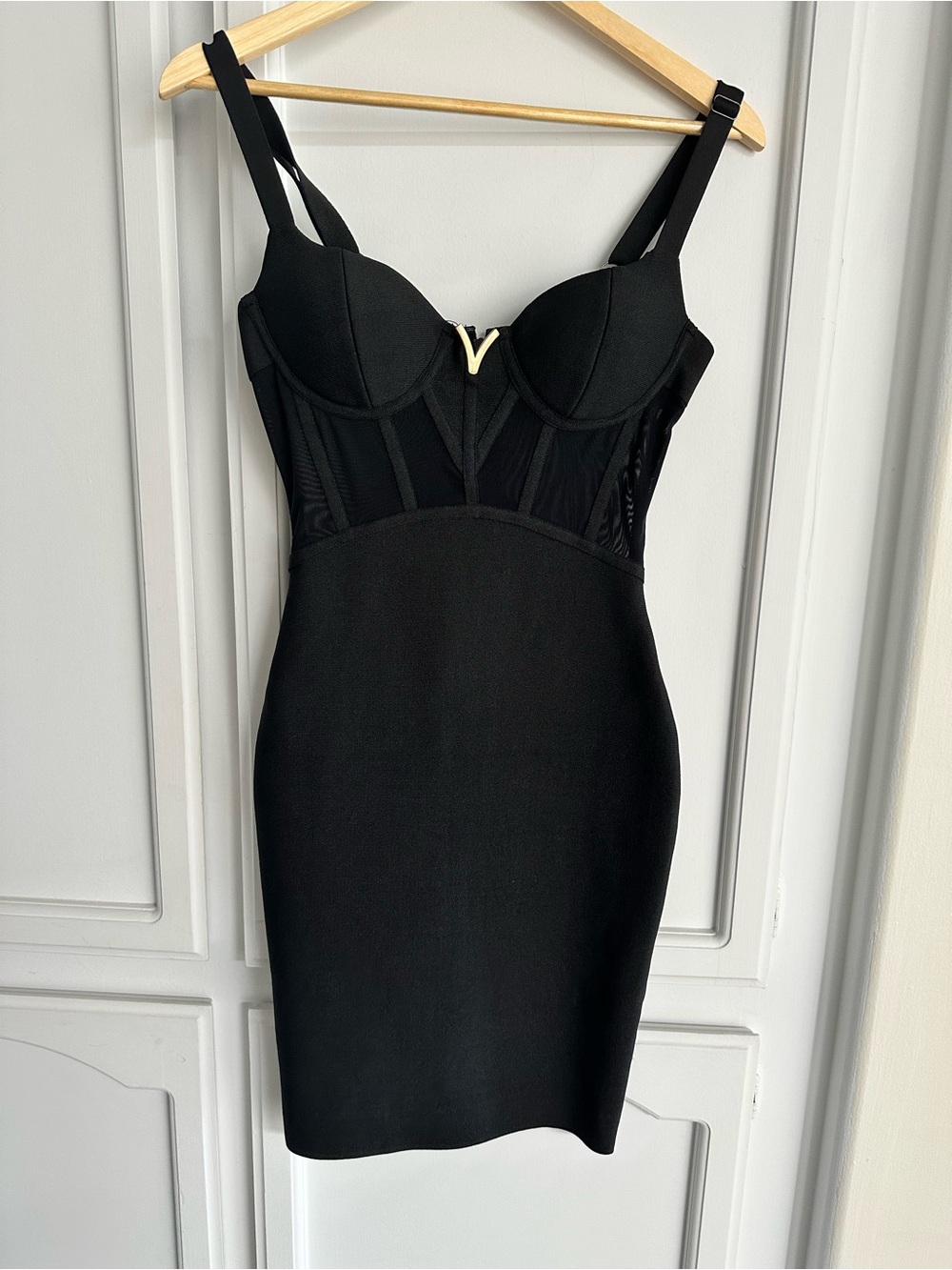 Black Structured Bustier Bodycon Dress